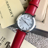 Buy Shop Burberry The City Silver Dial Red Leather Strap Watch for Women - BU9129 USA Online