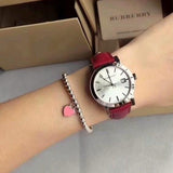 Buy Shop Burberry The City Silver Dial Red Leather Strap Watch for Women - BU9129 USA Online