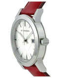 Buy Shop Burberry The City Silver Dial Red Leather Strap Watch for Women - BU9129 USA Online