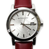 Buy Shop Burberry The City Silver Dial Red Leather Strap Watch for Women - BU9129 USA Online