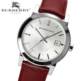 Buy Shop Burberry The City Silver Dial Red Leather Strap Watch for Women - BU9129 USA Online