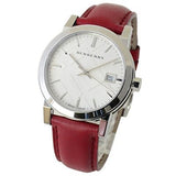 Buy Shop Burberry The City Silver Dial Red Leather Strap Watch for Women - BU9129 USA Online