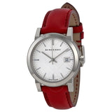 Buy Shop Burberry The City Silver Dial Red Leather Strap Watch for Women - BU9129 USA Online
