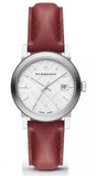 Buy Shop Burberry The City Silver Dial Red Leather Strap Watch for Women - BU9129 USA Online