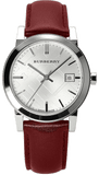 Buy Shop Burberry The City Silver Dial Red Leather Strap Watch for Women - BU9129 USA Online