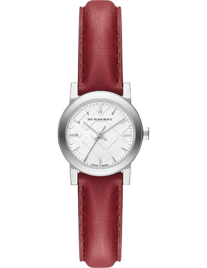 Buy Shop Burberry The City Silver Dial Red Strap Watch for Women - BU9232 USA Online