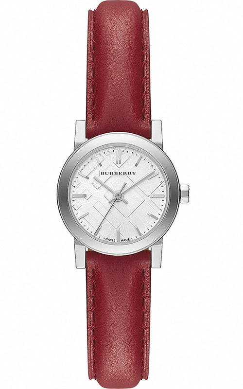 Buy Shop Burberry The City Silver Dial Red Strap Watch for Women - BU9232 USA Online