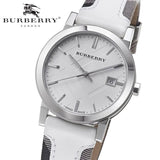 Buy Shop Burberry The City Silver Dial White Leather Strap Watch for Women - BU9019 USA Online