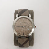 Buy Shop Burberry The City Smoke Dial Checked Brown Leather Strap Watch for Men - BU9358 USA Online