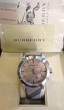 Buy Shop Burberry The City Smoke Dial Checked Brown Leather Strap Watch for Men - BU9358 USA Online