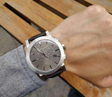 Buy Shop Burberry The City Smoke Dial Checked Brown Leather Strap Watch for Men - BU9358 USA Online