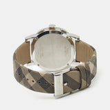 Buy Shop Burberry The City Smoke Dial Checked Brown Leather Strap Watch for Men - BU9358 USA Online