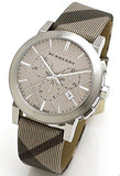 Buy Shop Burberry The City Smoke Dial Checked Brown Leather Strap Watch for Men - BU9358 USA Online