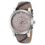 Buy Shop Burberry The City Smoke Dial Checked Brown Leather Strap Watch for Men - BU9358 USA Online
