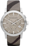Buy Shop Burberry The City Smoke Dial Checked Brown Leather Strap Watch for Men - BU9358 USA Online