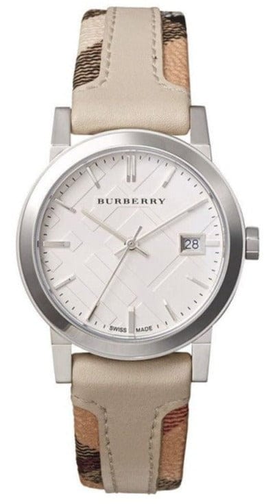 Buy Shop Burberry The City White Dial Beige Leather Strap Watch for Women - BU9132 USA Online