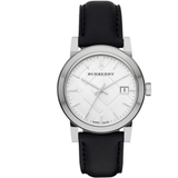 Buy Shop Burberry The City White Dial Black Leather Strap Watch for Women - BU9206 USA Online