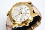 Buy Shop Burberry The City White Dial Haymarket Beige Leather Strap Watch for Women - BU9752 USA Online