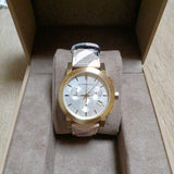 Buy Shop Burberry The City White Dial Haymarket Beige Leather Strap Watch for Women - BU9752 USA Online
