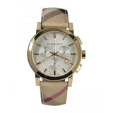 Buy Shop Burberry The City White Dial Haymarket Beige Leather Strap Watch for Women - BU9752 USA Online