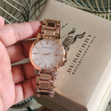 Buy Shop Burberry The City White Dial Rose Gold Steel Strap Watch for Women - BU9004 USA Online
