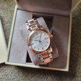 Buy Shop Burberry The City White Dial Rose Gold Steel Strap Watch for Women - BU9104 USA Online