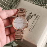 Buy Shop Burberry The City White Dial Rose Gold Steel Strap Watch for Women - BU9204 USA Online