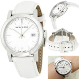 Buy Shop Burberry The City White Dial White Leather Strap Watch for Women - BU9128 USA Online