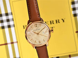 Buy Shop Burberry The Classic Champagne Gold Dial Brown Leather Strap Watch for Women - BU10101 USA Online