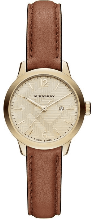 Buy Shop Burberry The Classic Champagne Gold Dial Brown Leather Strap Watch for Women - BU10101 USA Online