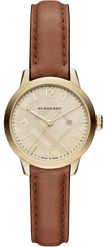Buy Shop Burberry The Classic Champagne Gold Dial Brown Leather Strap Watch for Women - BU10101 USA Online