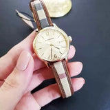 Buy Shop Burberry The Classic Gold Dial Brown Leather Strap Watch for Women - BU10114 USA Online