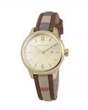 Buy Shop Burberry The Classic Gold Dial Brown Leather Strap Watch for Women - BU10114 USA Online