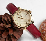 Buy Shop Burberry The Classic Gold Dial Red Leather Strap Watch for Women - BU10102 USA Online