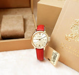 Buy Shop Burberry The Classic Gold Dial Red Leather Strap Watch for Women - BU10102 USA Online