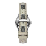 Buy Shop Burberry The Classic Guilloche Silver Dial Grey Leather Strap Watch for Women - BU10113 USA Online