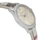 Buy Shop Burberry The Classic Guilloche Silver Dial Grey Leather Strap Watch for Women - BU10113 USA Online