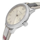 Buy Shop Burberry The Classic Guilloche Silver Dial Grey Leather Strap Watch for Women - BU10113 USA Online