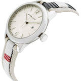Buy Shop Burberry The Classic Guilloche Silver Dial Grey Leather Strap Watch for Women - BU10113 USA Online
