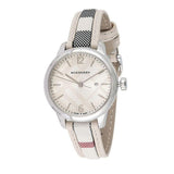 Buy Shop Burberry The Classic Guilloche Silver Dial Grey Leather Strap Watch for Women - BU10113 USA Online