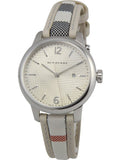 Buy Shop Burberry The Classic Guilloche Silver Dial Grey Leather Strap Watch for Women - BU10113 USA Online