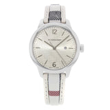 Buy Shop Burberry The Classic Guilloche Silver Dial Grey Leather Strap Watch for Women - BU10113 USA Online