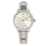 Buy Shop Burberry The Classic Guilloche Silver Dial Grey Leather Strap Watch for Women - BU10113 USA Online