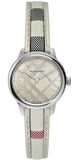 Buy Shop Burberry The Classic Guilloche Silver Dial Grey Leather Strap Watch for Women - BU10113 USA Online