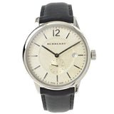 Buy Shop Burberry The Classic Horseferry Beige Dial Black Leather Strap Watch for Men - BU10000 USA Online