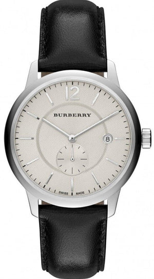 Buy Shop Burberry The Classic Horseferry Beige Dial Black Leather Strap Watch for Men - BU10000 USA Online