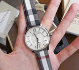 Buy Shop Burberry The Classic Horseferry Silver Dial Black Leather Strap Watch for Men - BU10002 USA Online