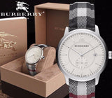Buy Shop Burberry The Classic Horseferry Silver Dial Black Leather Strap Watch for Men - BU10002 USA Online
