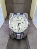 Burberry The Classic Horseferry Silver Dial Black Leather Strap Watch for Men - BU10002