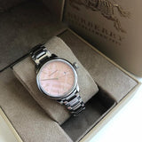 Buy Shop Burberry The Classic Pink Dial Silver Steel Strap Watch for Women - BU10111 USA Online
